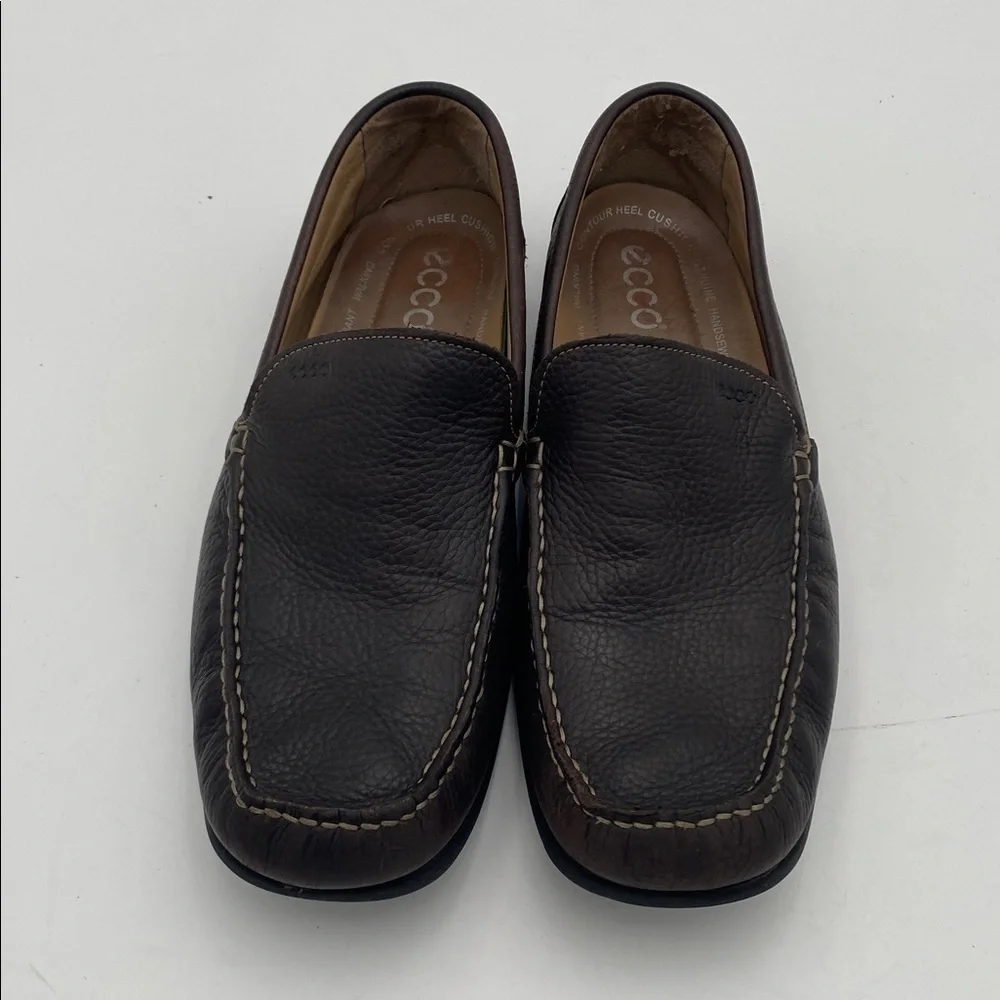 Ecco Dark Brown Leather Slip-On Loafers mens 12 casual office retro